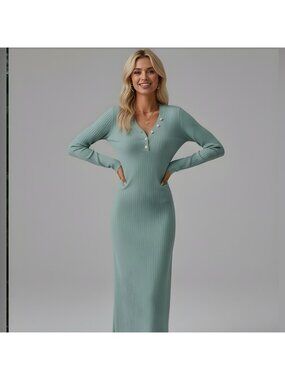Ribbed Knit Midi  Dress